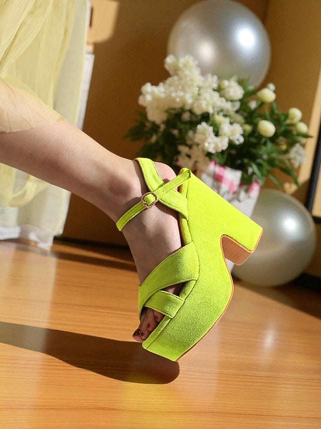 with Strap Platform Pink Sandals - Suede Hot Women