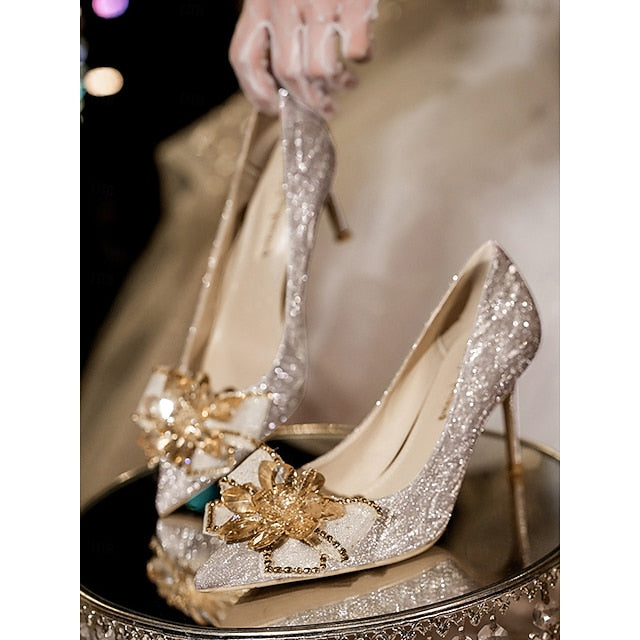 Silver Glitter Sparkling Heels Women Wedding for High Shoes - Image 7