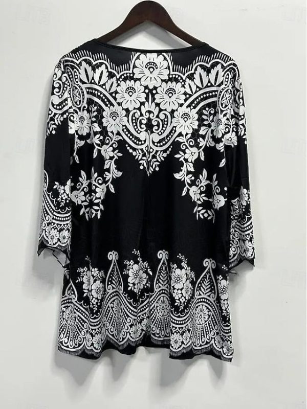 Women's Tunic T Shirt Graphic Elegant Vintage 3/4 Length - Image 2