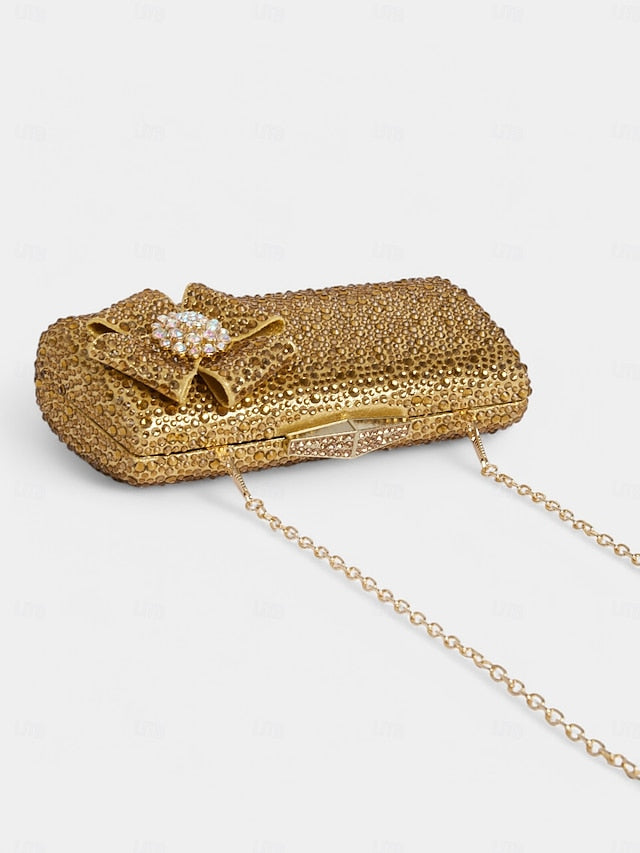 Rhinestone Sparkling High Matching Bow Sandals Clutch with Heel - Image 11