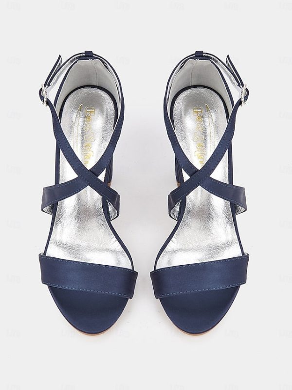 Heel Satin Elegant Block Women's Strappy Sandals - Image 7