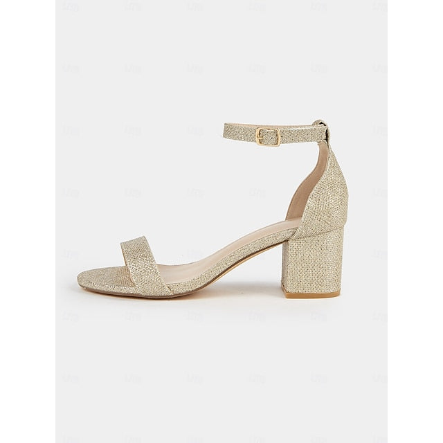 Gold Ankle Heel Sandals with Women