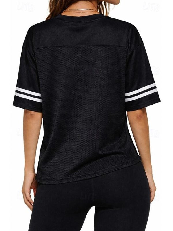 Women's Oversized Sports T-Shirt Y2K Color Block Cut Out - Image 2