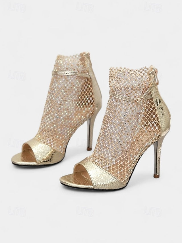 Glitter Stiletto Open-Toe Sandals Women