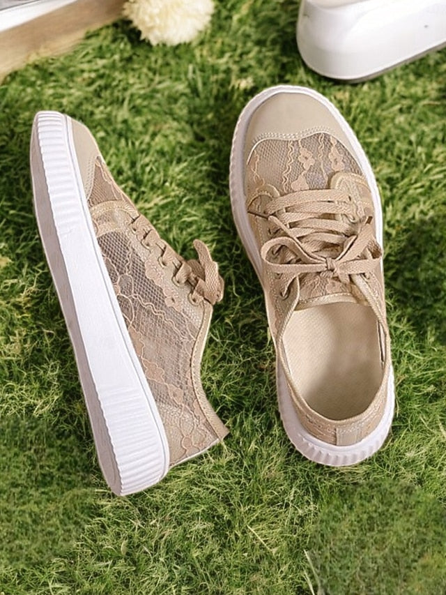 Casual Sneakers Floral Wedding Women Shoes Lace for Bridal - Image 6