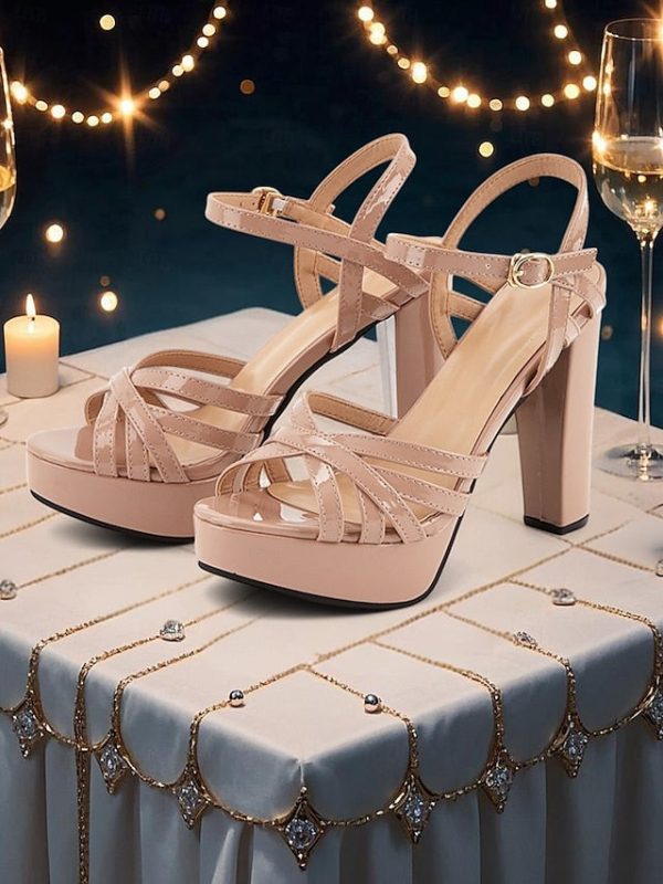 Heel Nude High Women Platform for Sandals Strappy