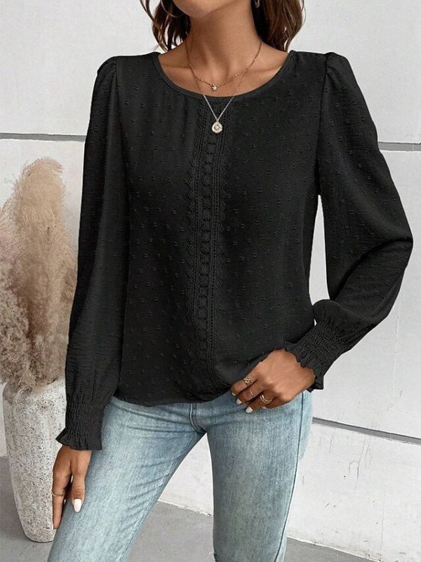 Women's Popover Shirt Casual Shirt Blouse Lace Patchwork - Image 24