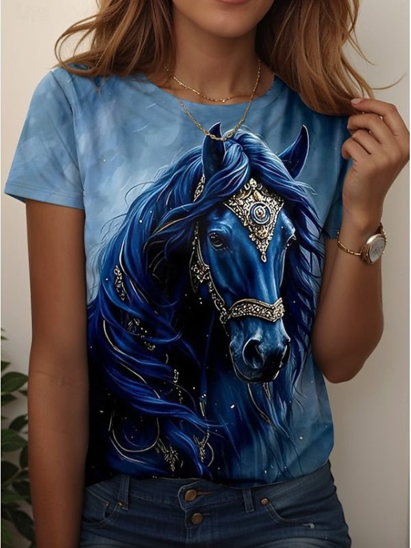 Women's T Shirt Print Graphic Animal Horse Vintage Fashion - Image 5