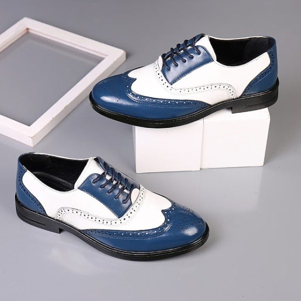 Burgundy Oxford Men's Wingtip Brogue Shoes White and - Image 5