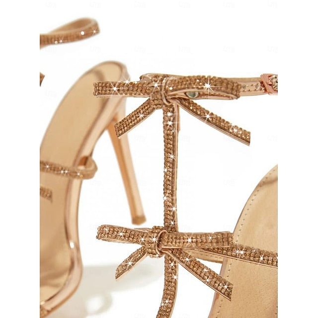 Sparkly Sandals Knot Strappy Bow Women