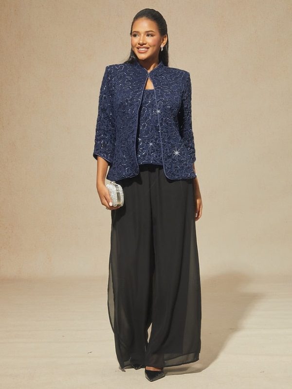 Women's Dressy Tops Floral Paisley Embroidered Elegant 3/4 - Image 29