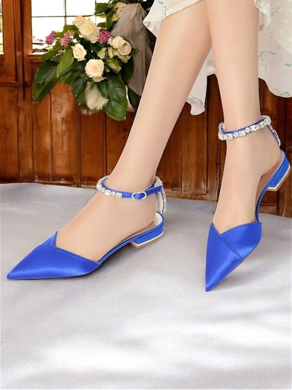 Chic Shoes with Satin Strap Crystal-Ankle Wedding Black
