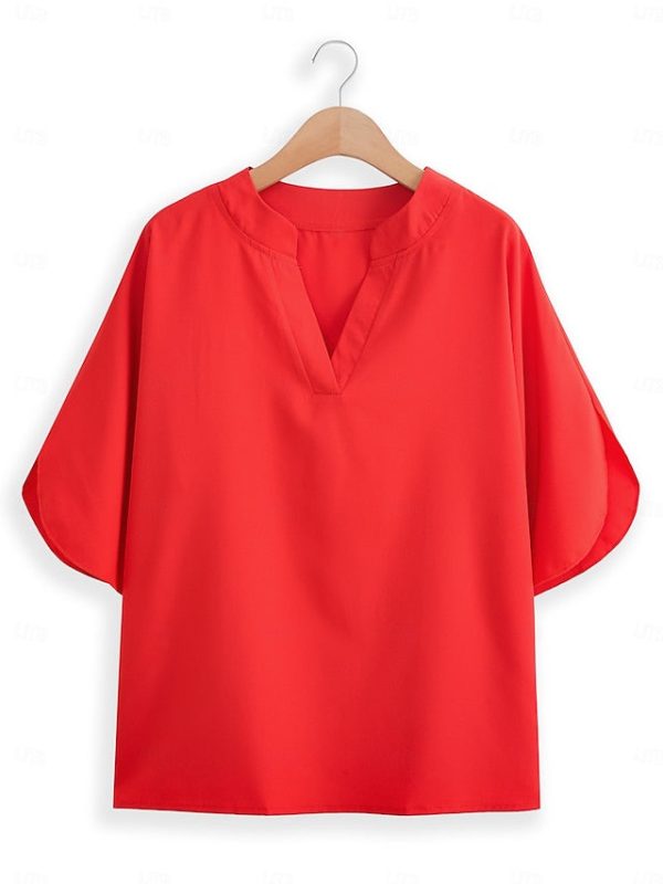 Blouse Dressy Tops Women's Black White Yellow Solid / Plain - Image 4