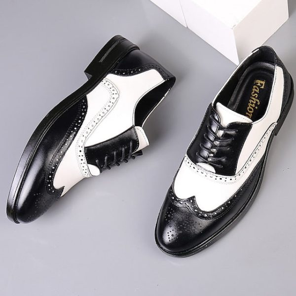 Burgundy Oxford Men's Wingtip Brogue Shoes White and - Image 4