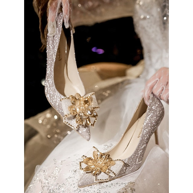 Silver Glitter Sparkling Heels Women Wedding for High Shoes - Image 6