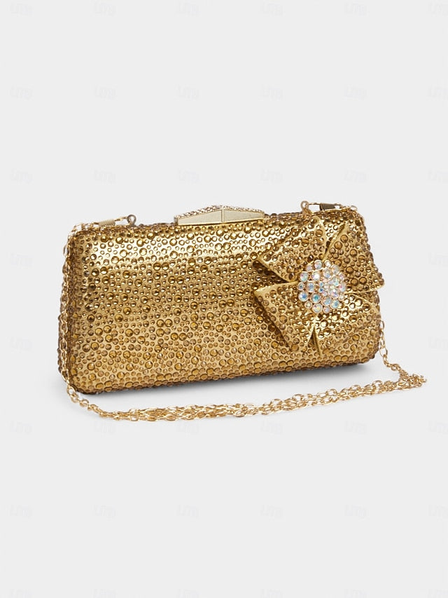 Rhinestone Sparkling High Matching Bow Sandals Clutch with Heel - Image 10