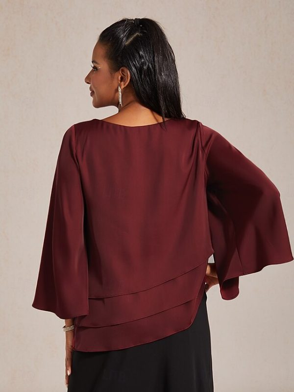 Christmas Women's Satin Shirt Blouse Rhinestone Wine Glass - Image 2