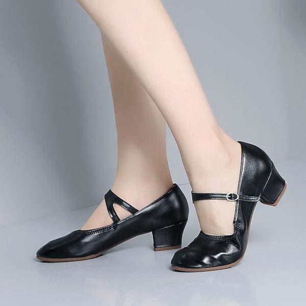 Women's Heel Low Dance with Buckle Gold Shoes Mary Jane - Image 10