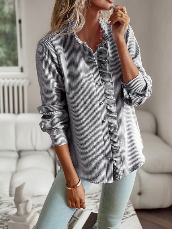 Women's Casual Shirt Button Up Shirt Blouse Buttons Print - Image 17