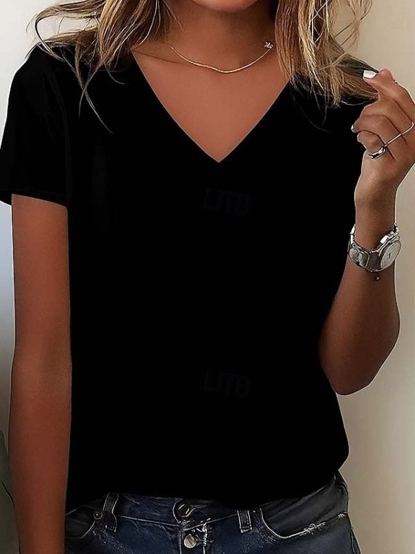 Women's 100% Cotton T Shirt Fashion Basic Casual Short - Image 4