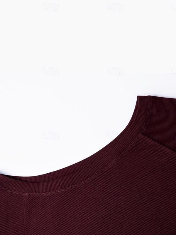 Women's Raglan T Shirt Sports T-Shirt Knit Tee Textured - Image 7
