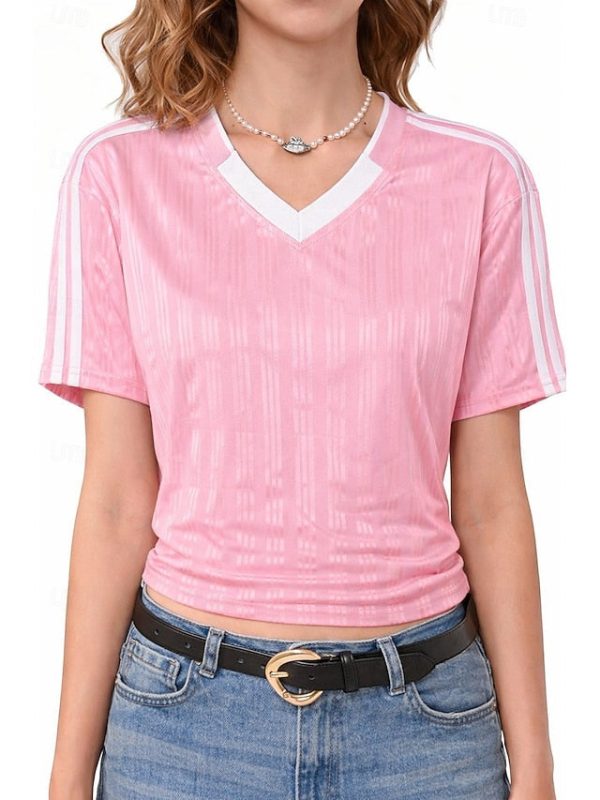 Women's Petite Sports T-Shirt Jersey Color Block Striped - Image 6
