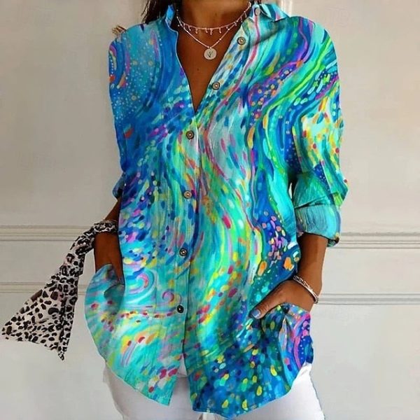 Women's Hawaiian Shirts Flowy Tops Vintage Casual Graphic