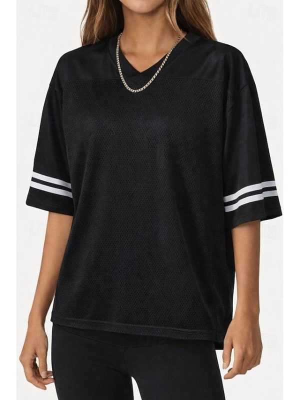 Women's Oversized Sports T-Shirt Y2K Color Block Cut Out