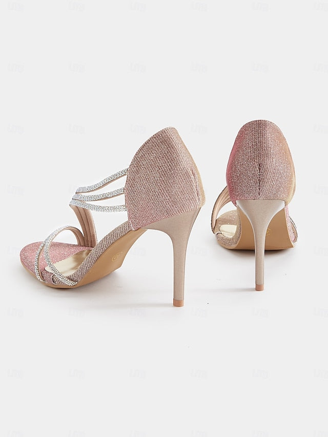Strappy High Heel for Women Rhinestone Crystal Sandals - Image 6