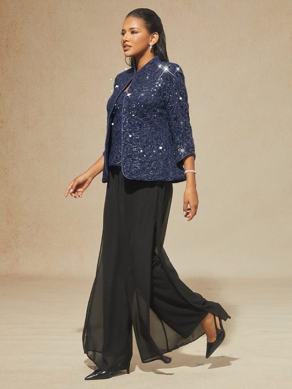Women's Dressy Tops Floral Paisley Embroidered Elegant 3/4 - Image 30