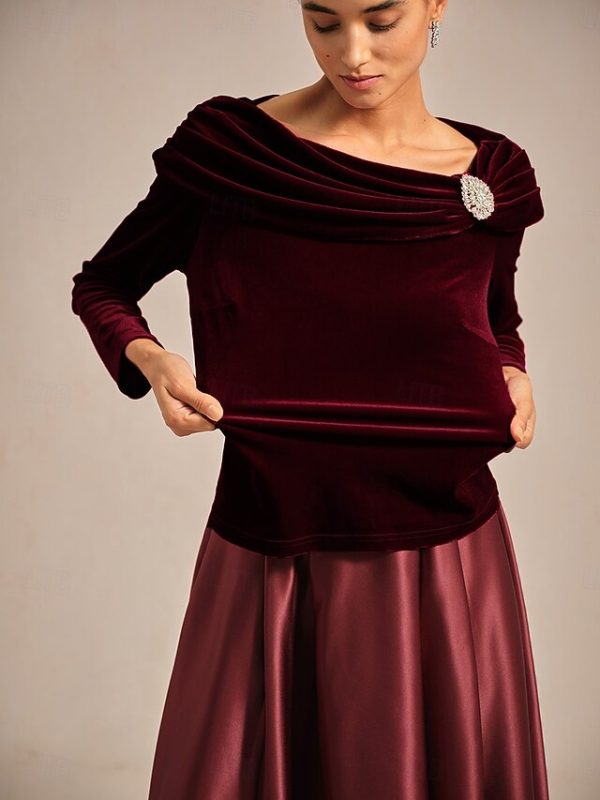 Christmas Women's Dressy Tops Velvet Elegant Long Sleeve - Image 5