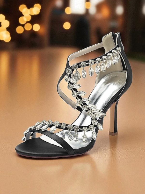 with Sandals Heel Rhinestone White Women's Strappy High - Image 9