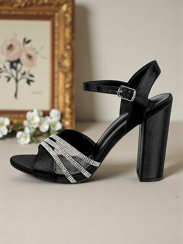 Ankle - Strap Open Toe Block Sandals Heel Women's Black - Image 6