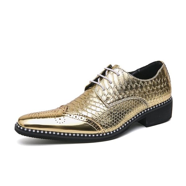 Oxford Metallic Men's Shiny Faux Gold Shoes