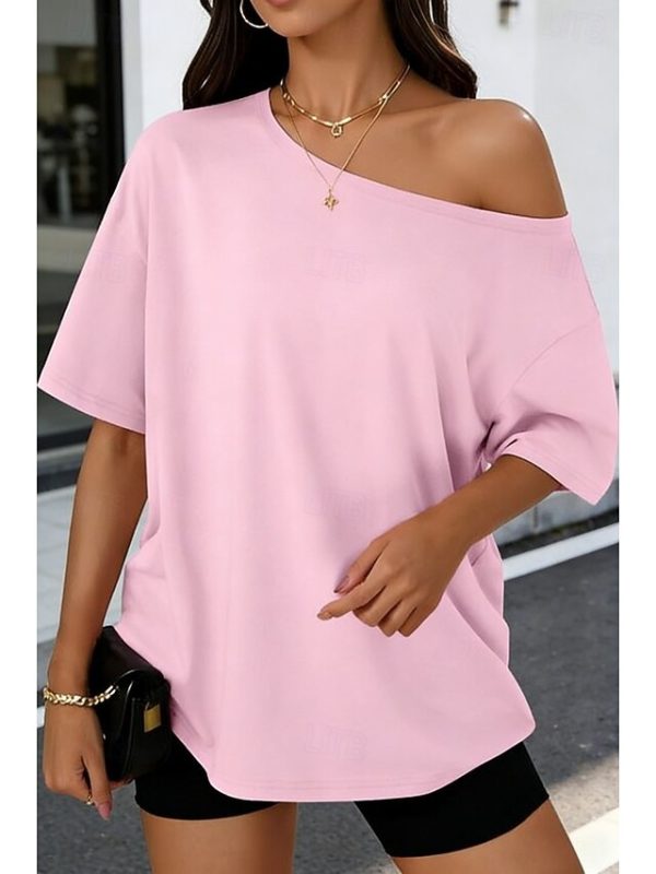 Women's T Shirt Solid Color Stylish Casual Short Sleeve - Image 5