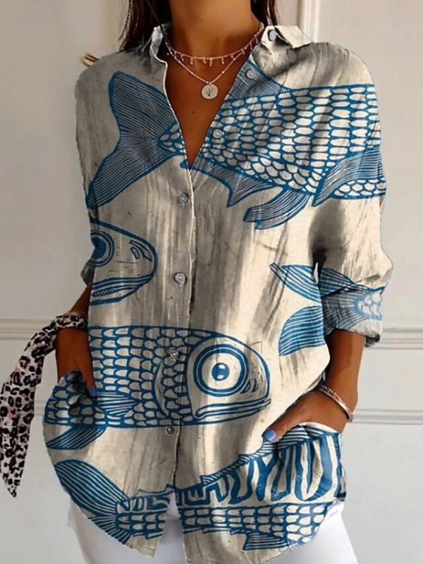Women's Shirt Boho Shirt Blouse Print Flower Modern Boho - Image 3