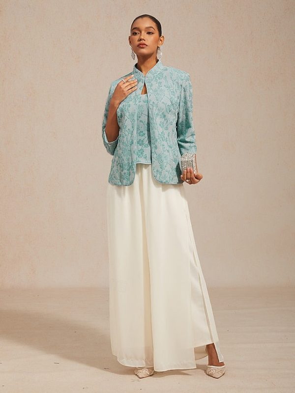 Women's Dressy Tops Floral Paisley Embroidered Elegant 3/4 - Image 38