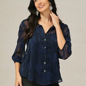 Women's Blouse Button-Up Shirt with Camisole Floral
