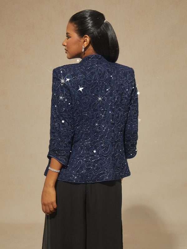 Women's Dressy Tops Floral Paisley Embroidered Elegant 3/4 - Image 23