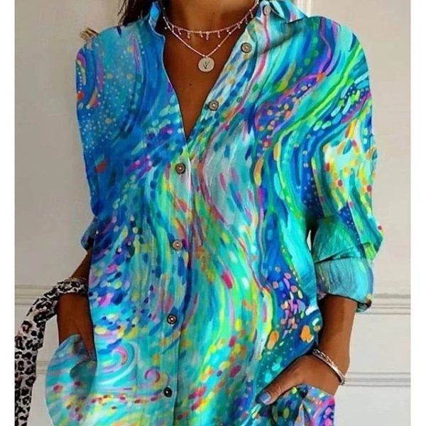 Women's Hawaiian Shirts Flowy Tops Vintage Casual Graphic - Image 5