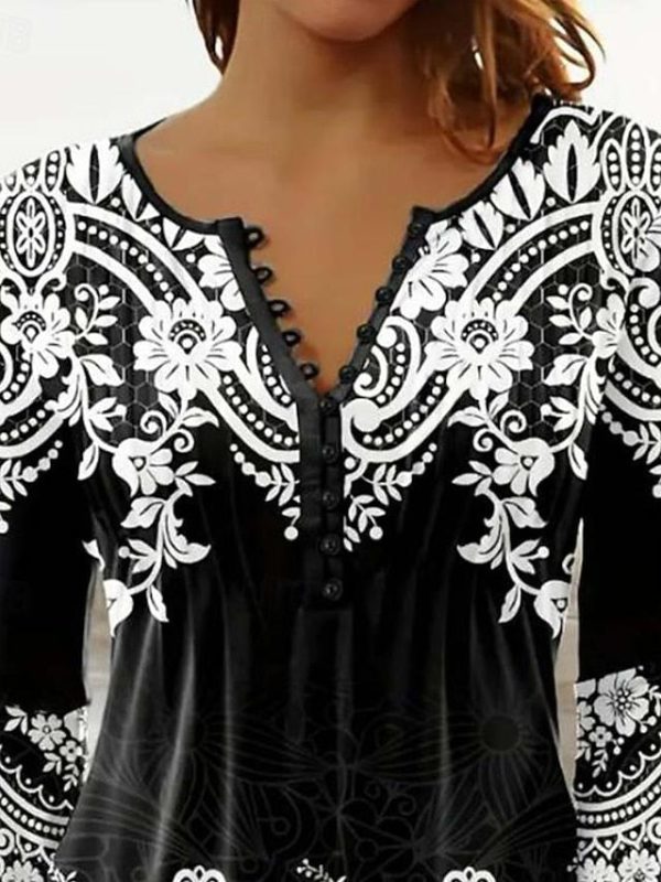Women's Tunic T Shirt Graphic Elegant Vintage 3/4 Length - Image 3