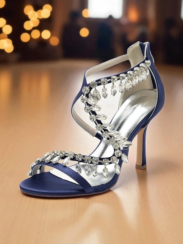 with Sandals Heel Rhinestone White Women's Strappy High - Image 12