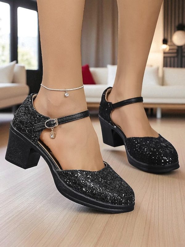 Heel Shoes Lace Chunky Mary Comfortable Low - Jane Women's - Image 7