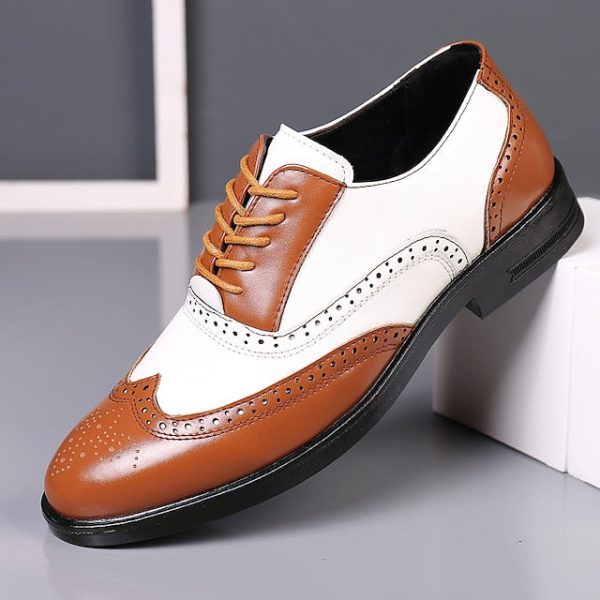 Burgundy Oxford Men's Wingtip Brogue Shoes White and - Image 2