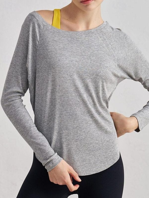 Women's Raglan T Shirt Sports T-Shirt Knit Tee Textured - Image 5