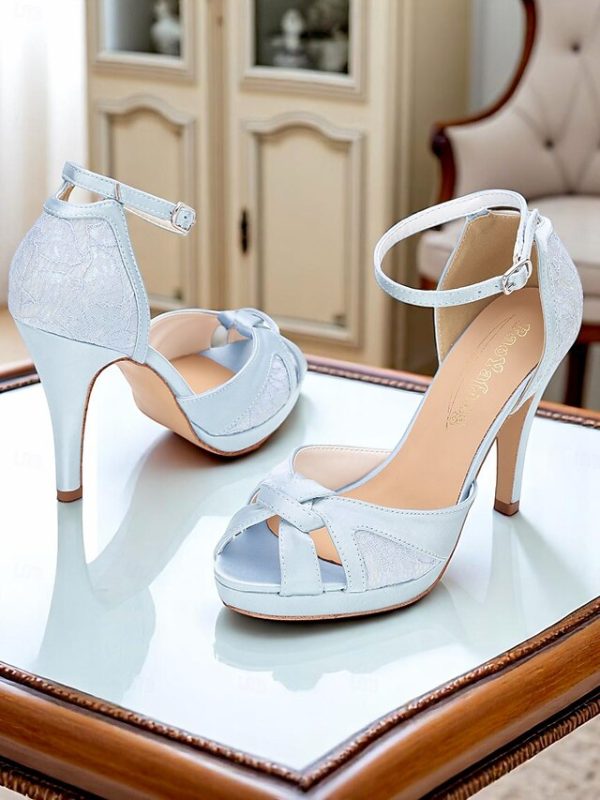 Women's Peep Pink Sandals Satin Elegant High with Heel Toe - Image 15