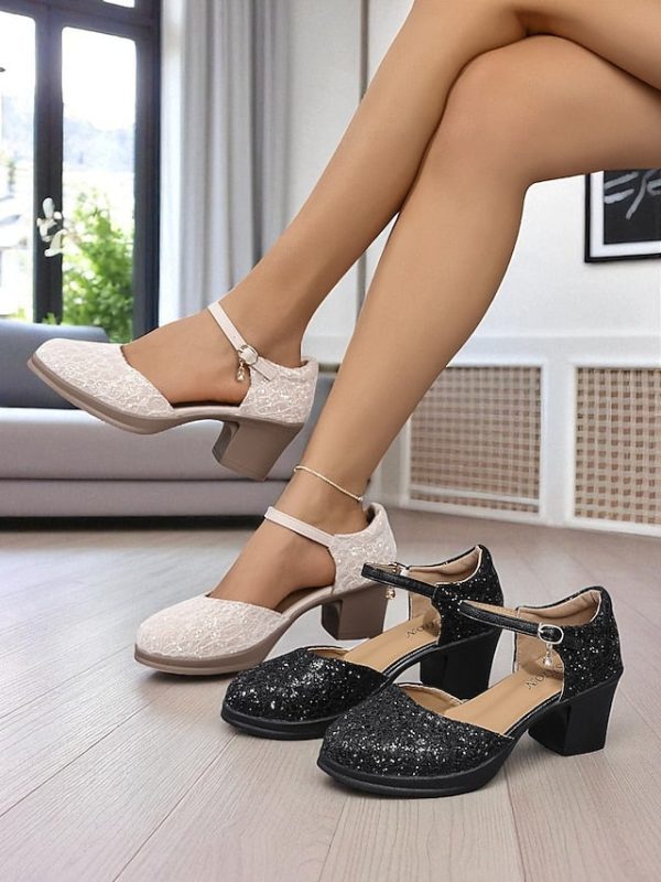 Heel Shoes Lace Chunky Mary Comfortable Low - Jane Women's - Image 14