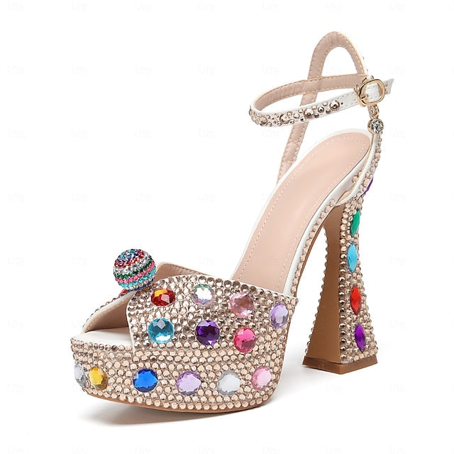 Colorful Rhinestone Sparkly Platform Women