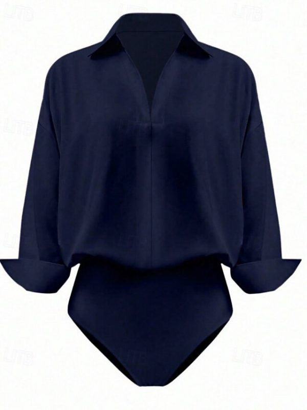 Women's Shirt Blouse Plain Stylish Basic Casual Long Sleeve - Image 7