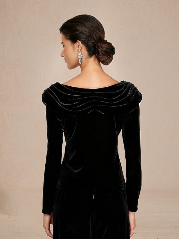 Christmas Women's Blouse Dressy Tops Velvet Solid Color - Image 3